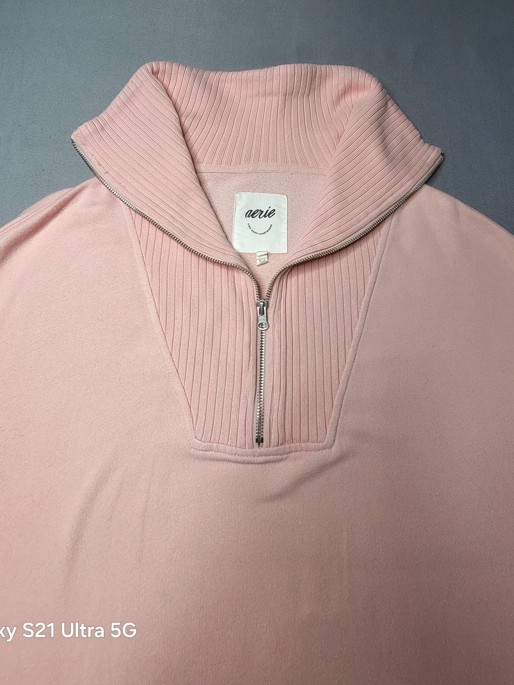 Aerie Womens Down To Earth Quarter Zip Sweater Pullover Color Pink Size XS